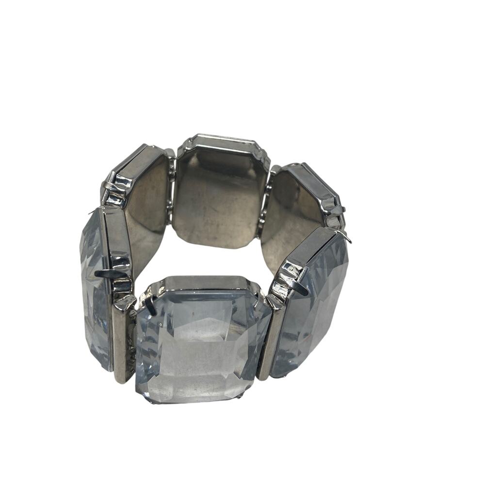 Crystal Chunky Stretch Bracelet Clear Formal Costume Fashion Jewelry - Picture 3 of 7